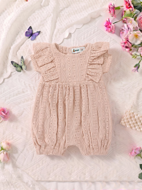 Peach Structured Frill Romper