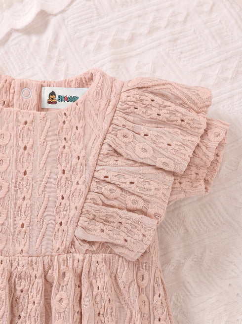 Peach Structured Frill Romper