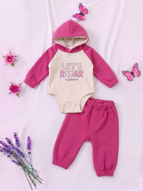 Roar Together Fleece Hooded Bodysuit Set