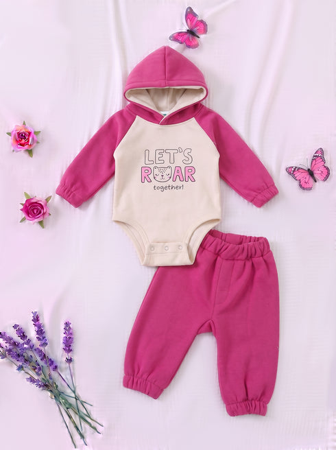 Roar Together Fleece Hooded Bodysuit Set