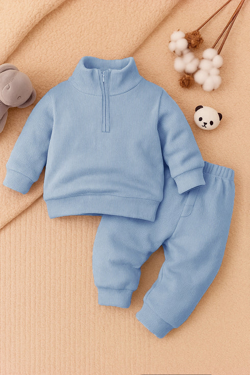 Ribbed High Neck (Sky Blue)