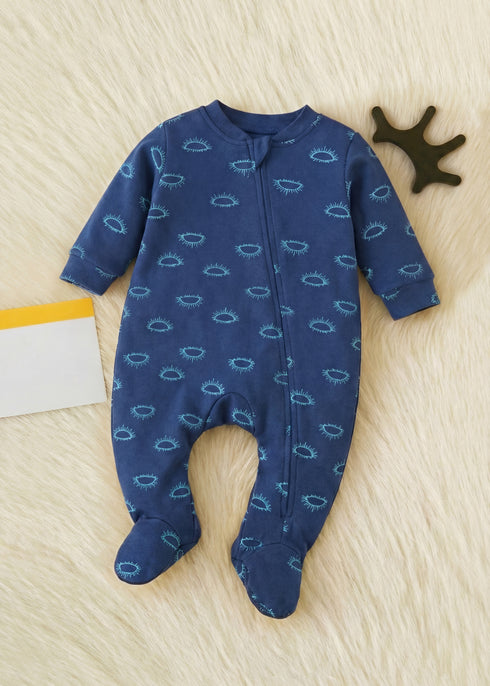 Eye Pattered Footed Interlock Footed Sleepsuit
