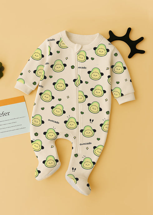 Avocado Printed Fleece Footed Sleepsuit