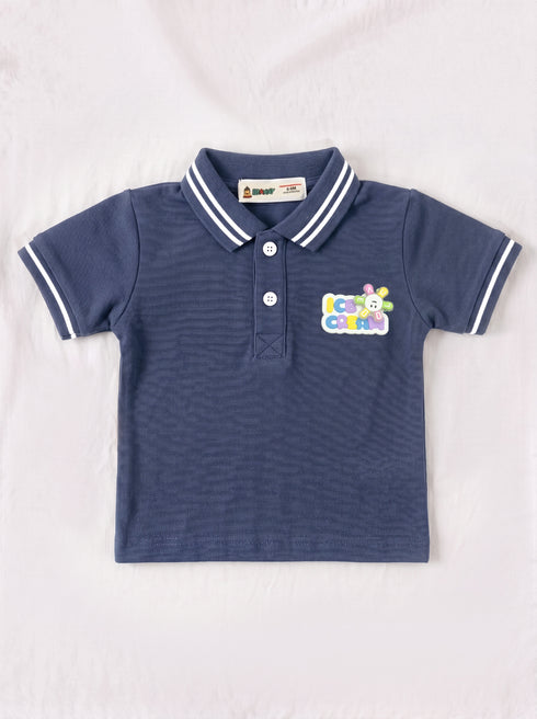 Playful Navy Polo Skirt Set