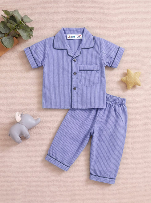 Lavender Striped Night Suit Set