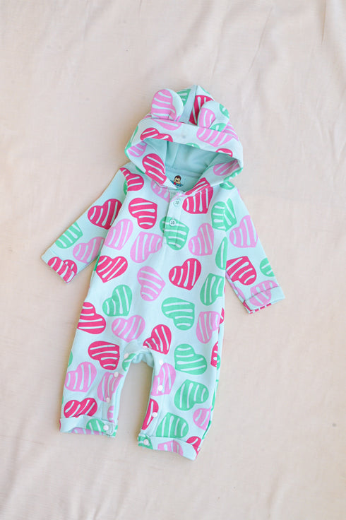 Mint Leaf Printed Fleece Hooded Sleepsuit