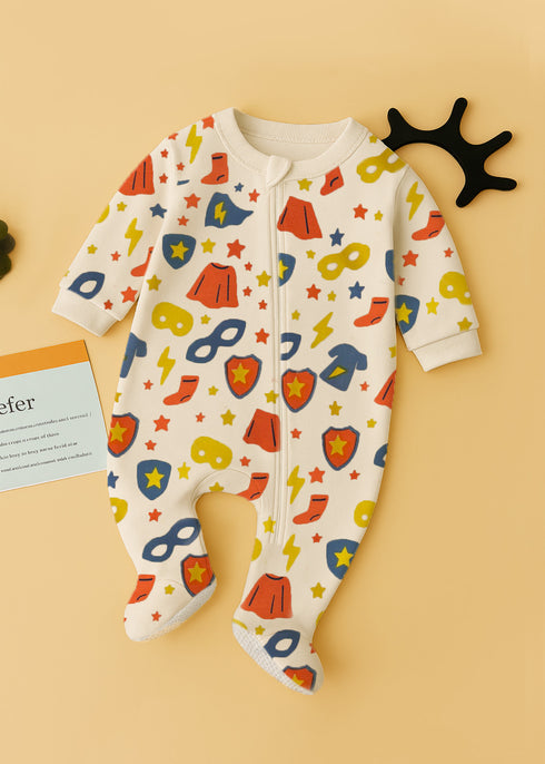 Superhero Themed Fleece Footed Sleepsuit