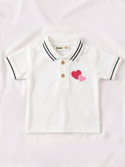 Hearts Printed Polo Skirt Set