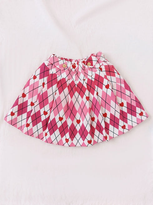 Hearts Printed Polo Skirt Set