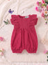 Red Structured Frill Romper