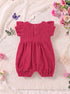 Red Structured Frill Romper
