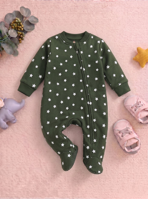Star Printed Fleece Footed Sleepsuit