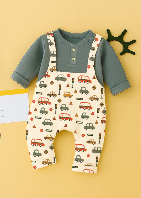 Car Adventure Dungaree Fleece Sleepsuit