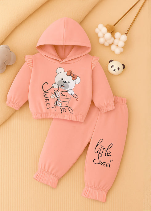 Little Sweet Frilled Fleece Hooded Set
