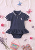 Navy Embroidered Polo Frock Set
