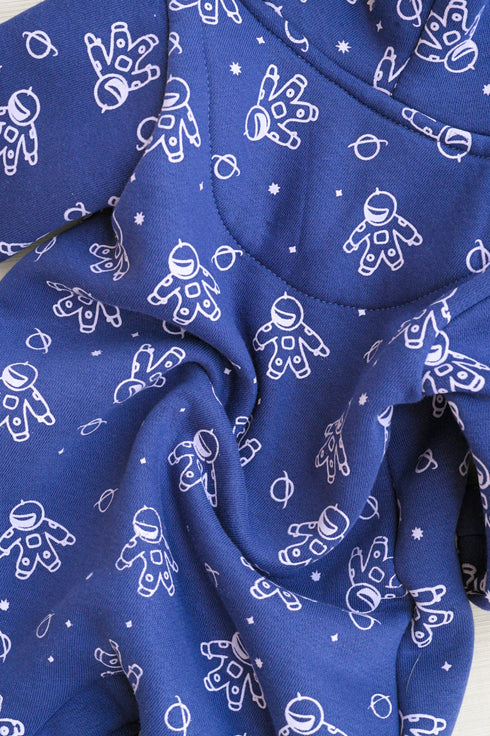 Astronaut Printed Fleece Hooded Sleepsuit