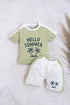 Palm Breeze Printed Panelled Interlock Short Set