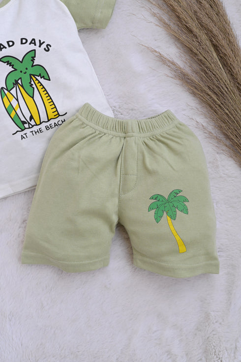 Beach Mood Printed Raglan Interlock Short Set