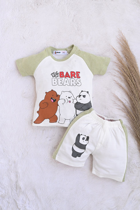 Bear Buddies Printed Raglan Interlock Short Set