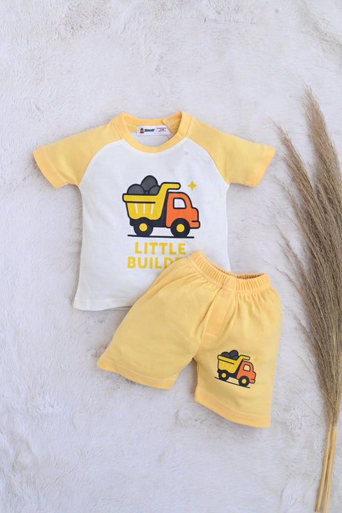 Little Builder Printed Raglan Interlock Short Set