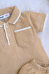 Jacquard Textured Polo Short Set (Brown)