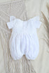 White Structured Frill Romper