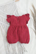 Red Structured Frill Romper
