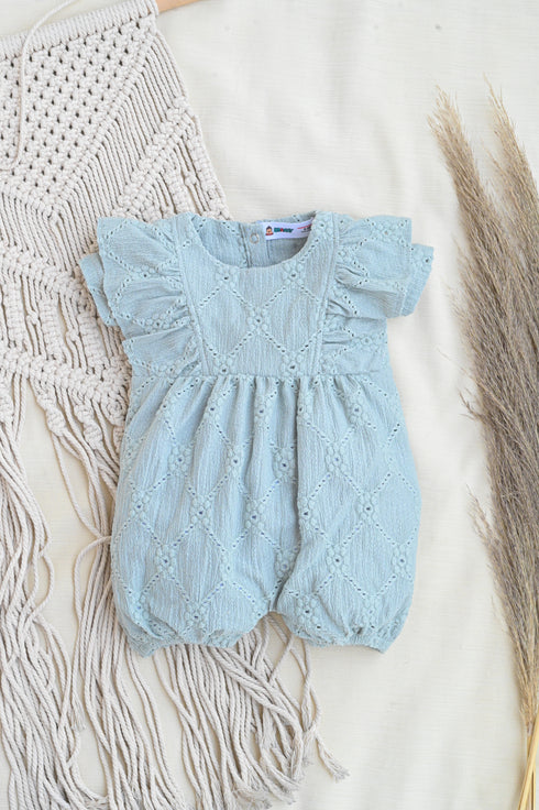Pastel Blue Structured Frill Romper