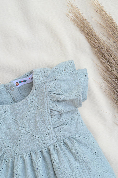 Pastel Blue Structured Frill Romper