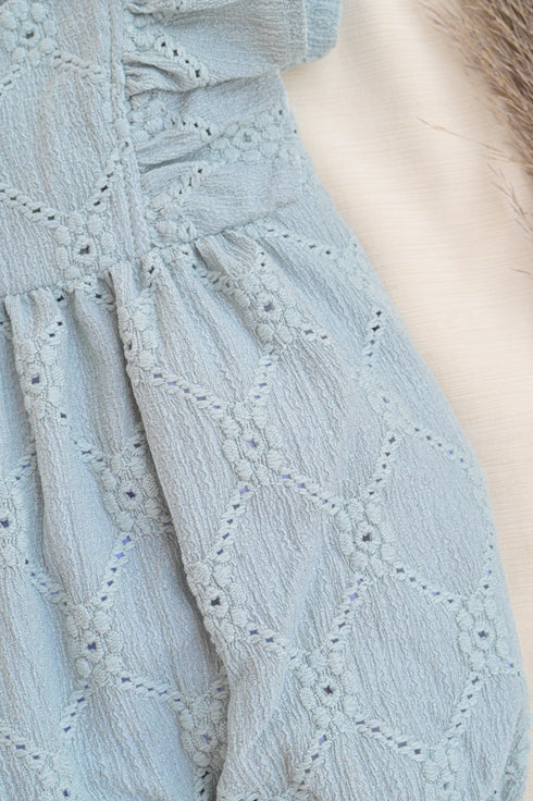 Pastel Blue Structured Frill Romper