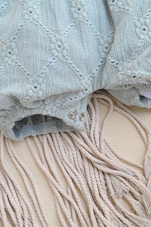 Pastel Blue Structured Frill Romper