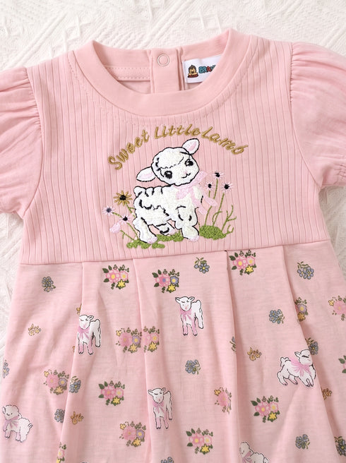 Cute Lamb Embroidered Frilled Romper
