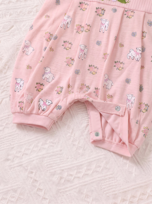 Cute Lamb Embroidered Frilled Romper
