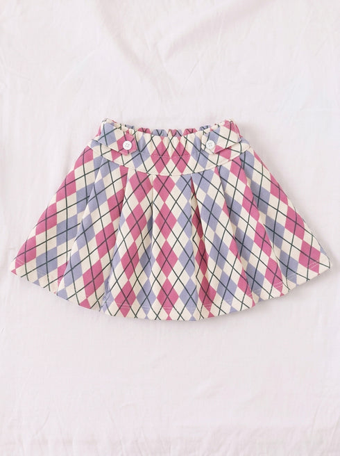 Pastel Argyle Polo Skirt Set