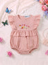 Dusty Pink Floral Embroidered Ruffle Sleeve Bodysuit