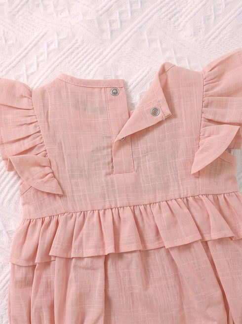 Dusty Pink Floral Embroidered Ruffle Sleeve Bodysuit