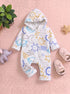 Space Printed Fleece Hooded Sleepsuit