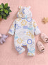 Space Printed Fleece Hooded Sleepsuit