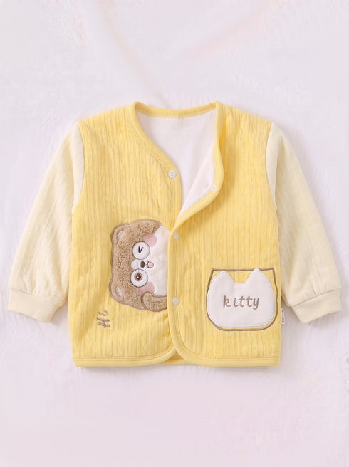 Kitty Applique Quilted Fleece Co-ord Set (Yellow)