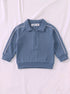Ribbed Quarter-Zip Raglan Set (Steel Blue)