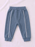 Ribbed Quarter-Zip Raglan Set (Steel Blue)