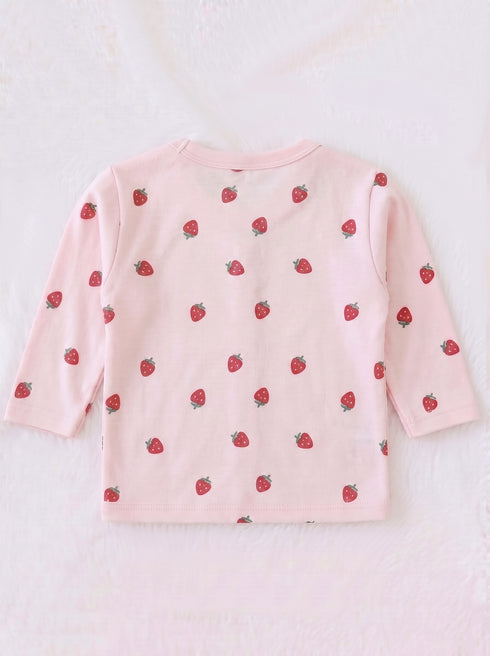 Strawberry Garden Full Sleeve Night Suit Set (Pink)