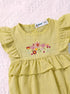 Pistachio Green Floral Embroidered Ruffle Sleeve Bodysuit