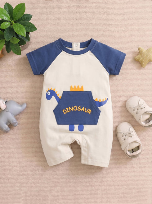 Dino Trail Buttoned Romper