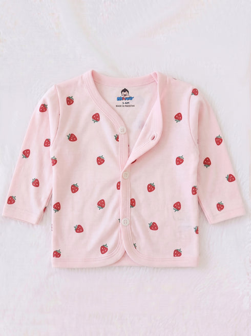 Strawberry Garden Full Sleeve Night Suit Set (Pink)