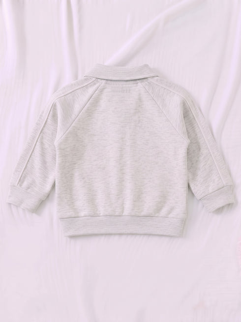 Ribbed Quarter-Zip Raglan Set (Oatmeal)