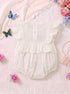 White Floral Embroidered Ruffle Sleeve Bodysuit