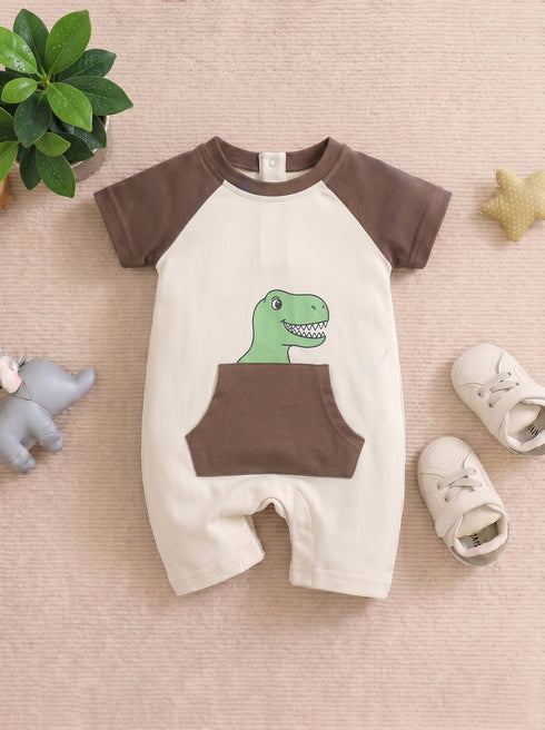 Tiny T-Rex Buttoned Romper