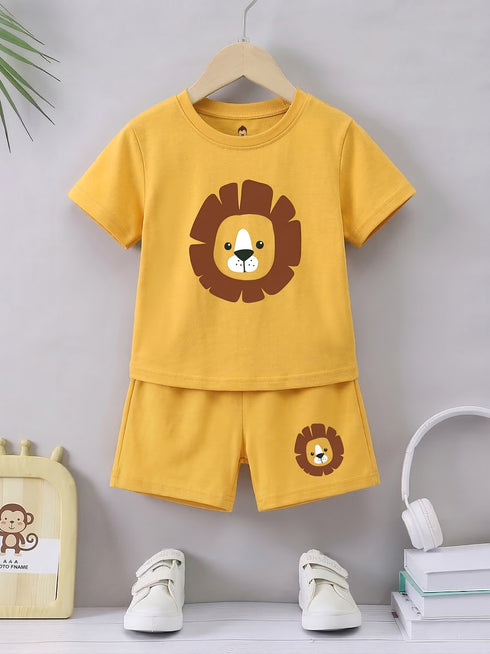 Wild Lion Cub Interlock Short Set