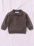 Ribbed Quarter-Zip Raglan Set (Brown)